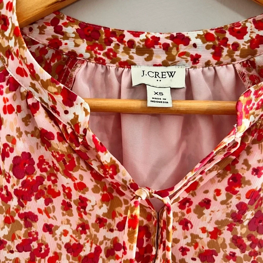 J. Crew Red and White Tiered Bishop Sleeve Dress